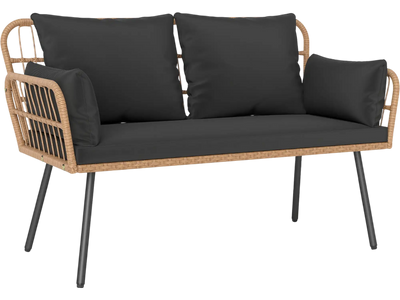 Costway Outdoor Rattan 2-Seat Chaise Lounge Chair Cushions Metal Legs 28368675 New