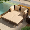 Outdoor Rattan Double Daybed Wicker Chaise Lounge-Brown - Gallery View 1 of 10
