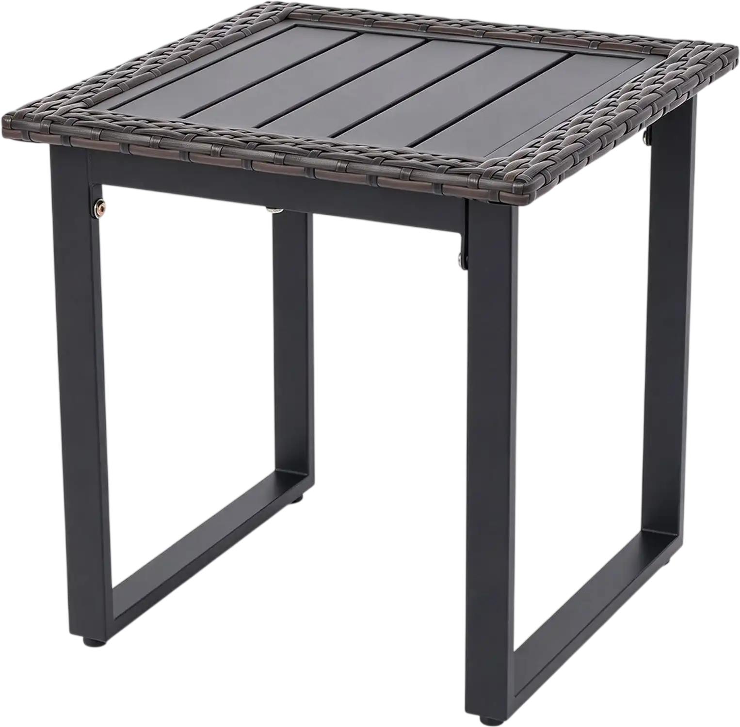 Costway Outdoor Rattan Side Table Slatted Tabletop 29085887 New