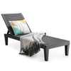 Black outdoor recliner chair with adjustable backrest, featuring a stylish design, perfect for patio or poolside use.