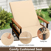 Outdoor reclining lounger chair with beige soft sponge cushions, adjustable backrest, and hand-woven PE rattan for.