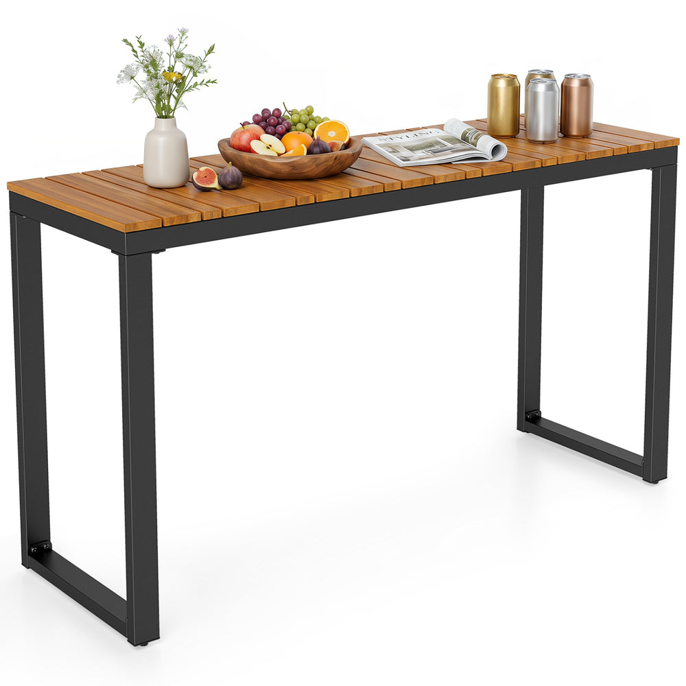 Outdoor rectangle console table with a durable WPC tabletop, perfect for dining or displaying items on patios or balconies.