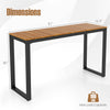 Rectangular outdoor console table with WPC tabletop, sturdy metal frame, dimensions 51" x 16.5", suitable for patio use.