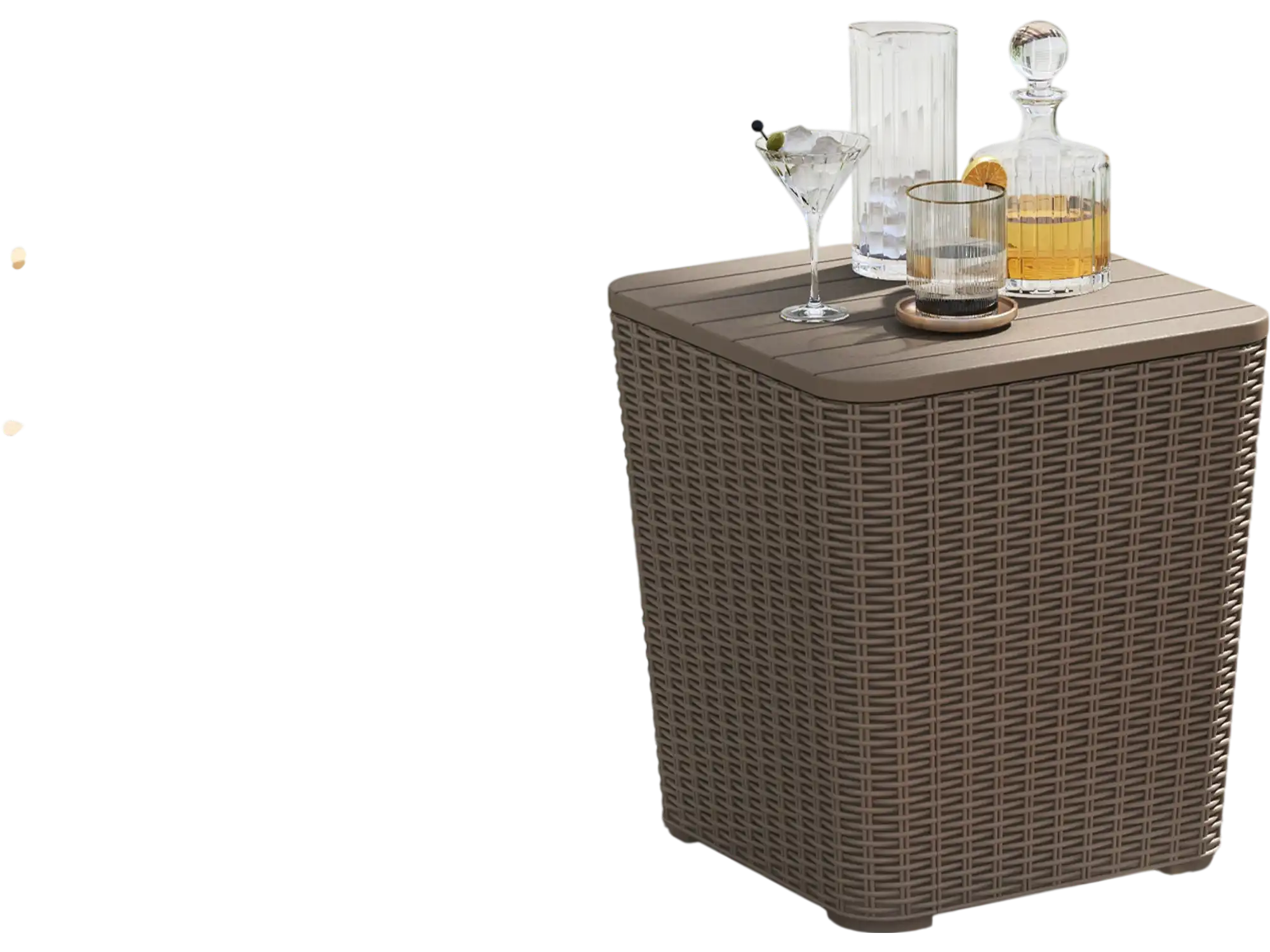 Costway Outdoor Resin Storage Side Table Wicker Accent Coffee 51964732 New