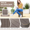 Outdoor resin storage side table with removable lid, wicker-woven texture, supports up to 330 lbs for versatile use.