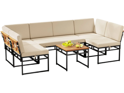 Costway 6 Piece Outdoor Sectional Sofa Set with Cushions Beige 167392845 New