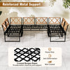 6-piece outdoor sectional sofa set with beige cushions, featuring a heavy-duty metal frame and acacia wood accents for.