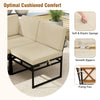 Beige cushion detail of the 6-piece outdoor sectional sofa set with metal frame and zippered covers for easy cleaning.
