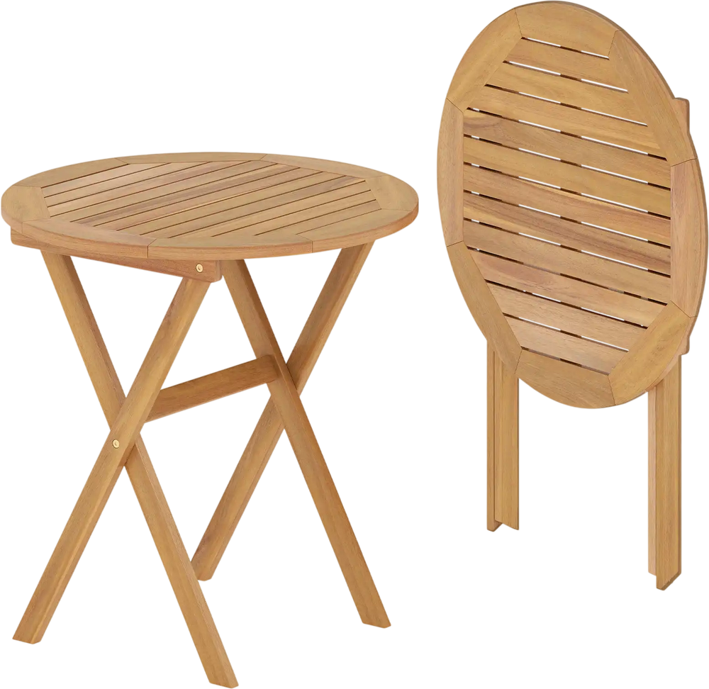 Outdoor Side Table with Slatted Tabletop and X-Shaped Structure