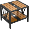 Outdoor Side Table with Umbrella Hole and Storage Shelf for Porch