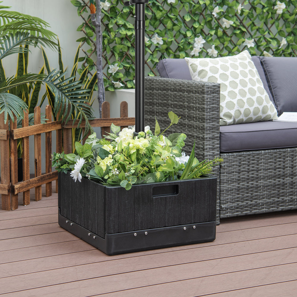 175 LBS Outdoor Fillable Umbrella Base with Table Tray-Black - Gallery View 1 of 10