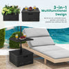 Black 175 LBS outdoor fillable umbrella base with table tray, serving as an end table or planter box for versatile use.