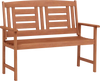 Outdoor Solid Wood Loveseat Hardwood 2-Seat Bench with Inclined Backrest and Slatted Seat