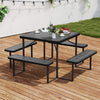 Outdoor Square Picnic Table Bench Set for 4-8 People with Umbrella Hole-Black - Gallery View 1 of 11