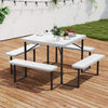 Outdoor Square Picnic Table Bench Set for 4-8 People with Umbrella Hole-White - Gallery View 1 of 11