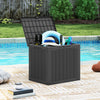 Outdoor Storage Box 25 Gallon Deck Box with Lockable Lid and Wicker-woven Texture-Black - Gallery View 1 of 11