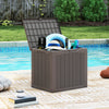 Outdoor Storage Box 25 Gallon Deck Box with Lockable Lid and Wicker-woven Texture-Brown - Gallery View 1 of 11