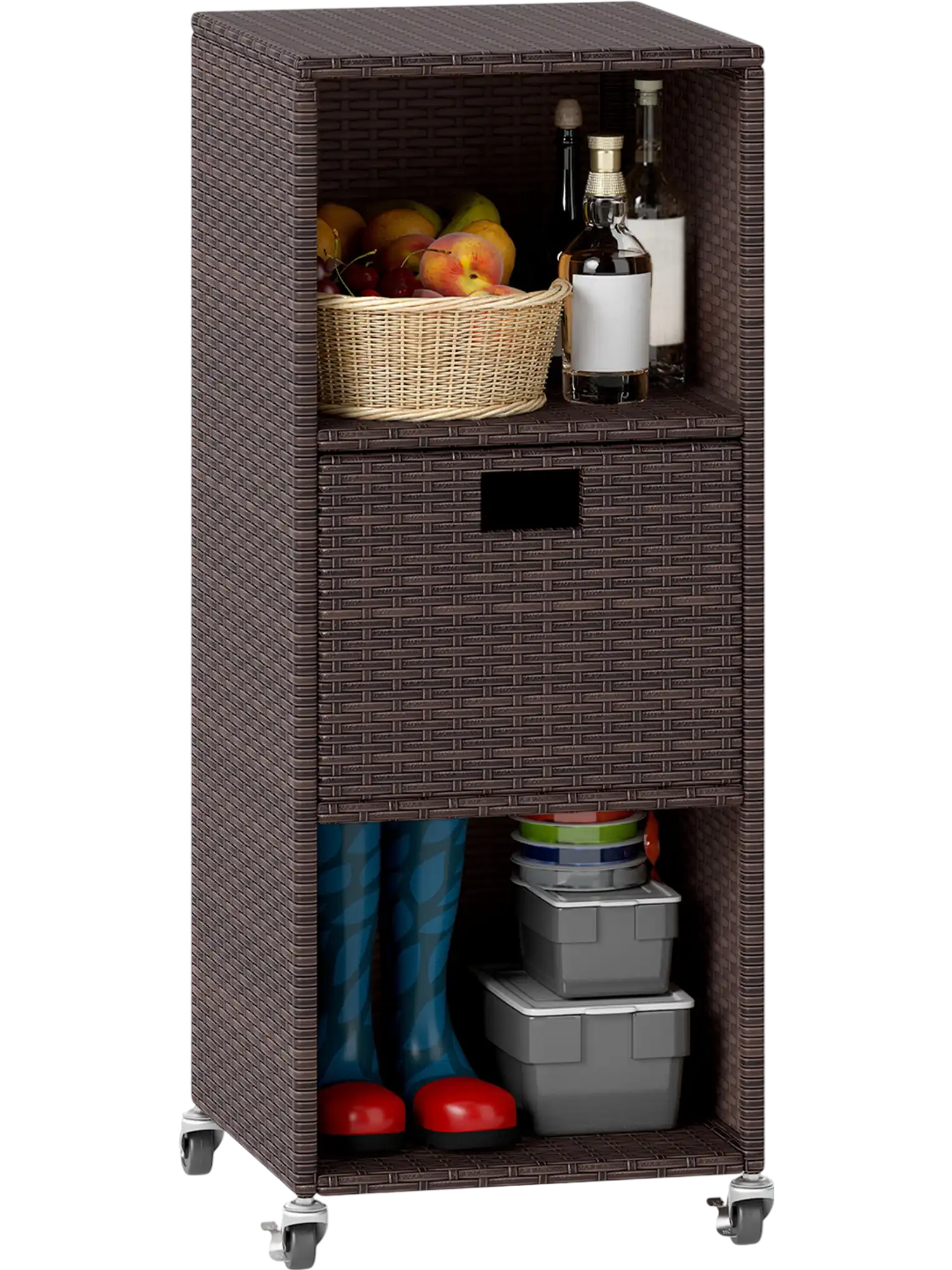 Costway Outdoor Storage Cabinet Drawer 3 Shelves Backyard 84772337 New