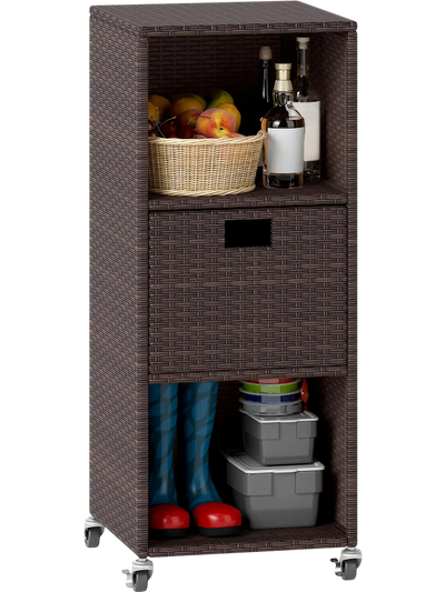 Costway Outdoor Storage Cabinet Drawer 3 Shelves Backyard 84772337 New