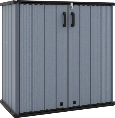 Costway Outdoor All-Weather Storage Box Lockable Door Floor 23.5 Cu.ft 19917914 New