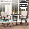 Single outdoor swivel bar stool in beige with 360° swivel seat and cushioned backrest, perfect for easy conversation access.
