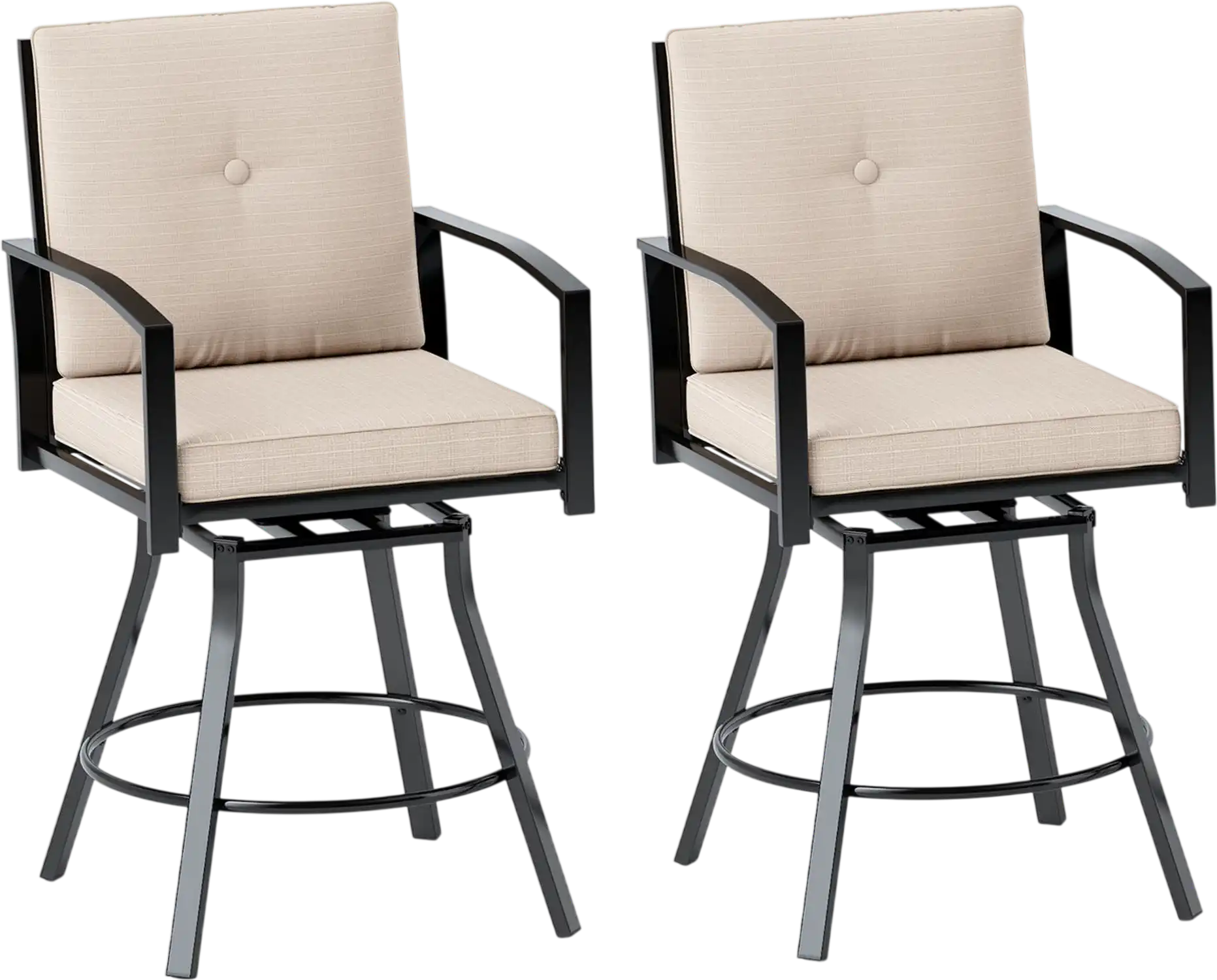 Costway Outdoor Swivel Bar Stools Set of 2 Bar Height Patio Chairs High Backrest 33974426 New