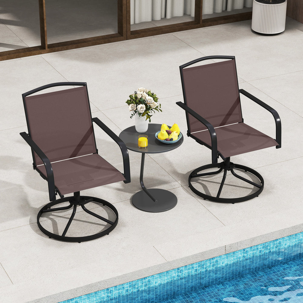 Outdoor Swivel Chairs Set of 2 with High Back and Breathable Seat-Coffee - Gallery View 1 of 8