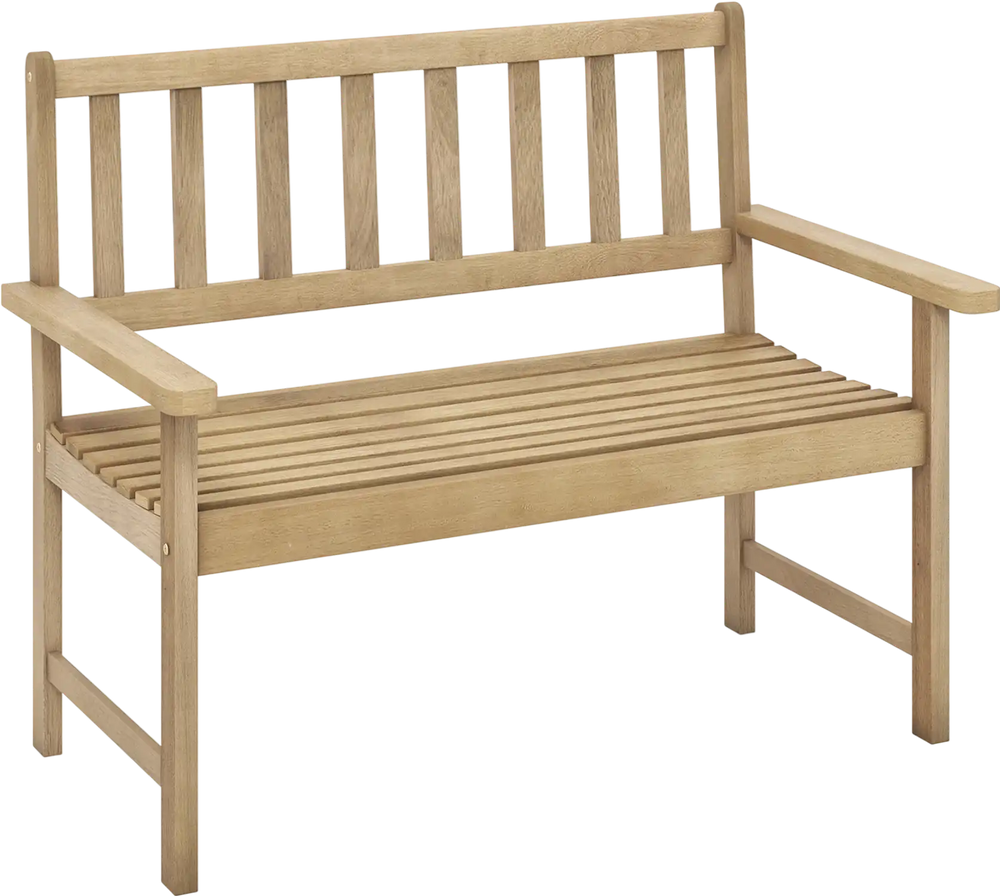 Outdoor Indonesia Teak Wood Garden Bench 2-Person with Backrest and Armrests
