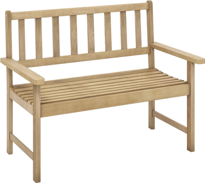 Costway Outdoor Teak Wood Garden Bench 2-Person w/ Backrest Armrests 69783542 New