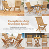 Set of 2 outdoor teak wood chairs with slatted seat and backrest, perfect for patio or balcony relaxation.