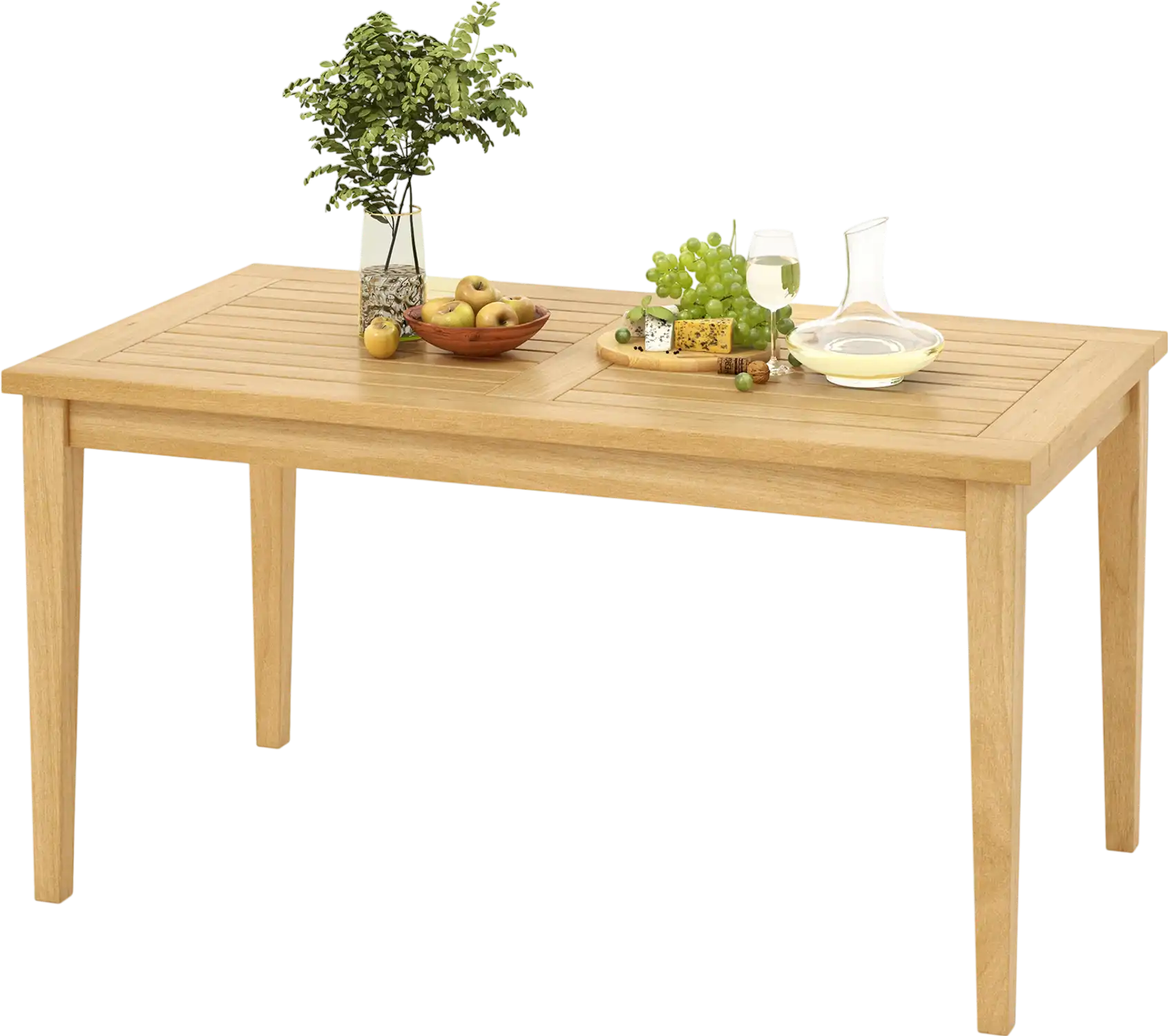 Costway Outdoor Teak Wood Coffee Table Slatted Top 20