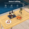 Outdoor teak wood coffee table with slatted tabletop, ideal for balcony use, featuring spacious storage and easy.