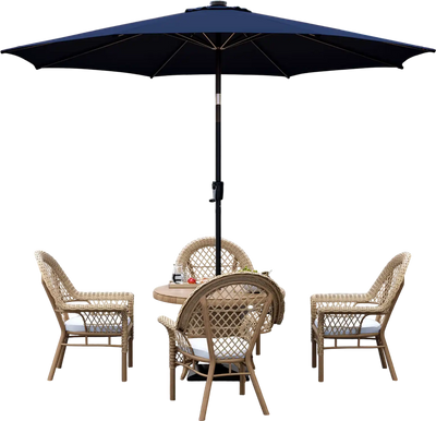 Costway 10' Patio Umbrella w/ 112 Solar Lights Crank Handle Navy 45628931 New