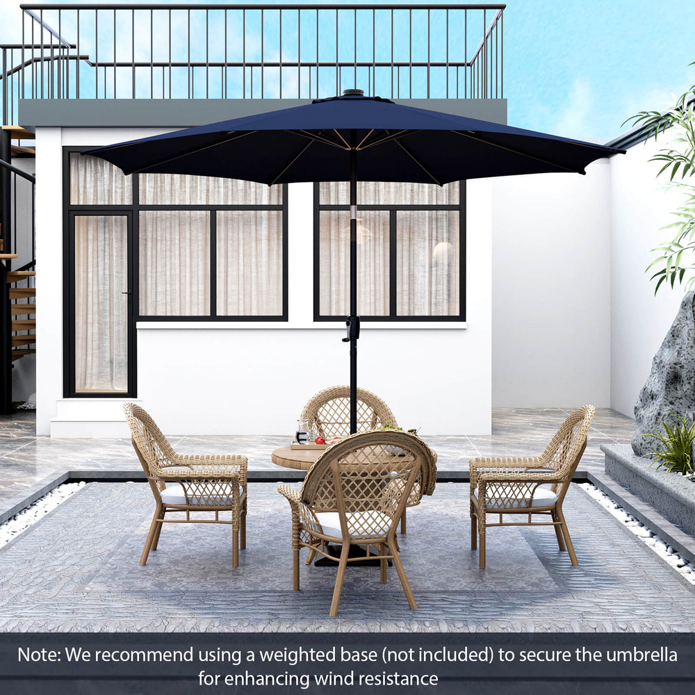 10 Feet Patio Umbrella with 112 Solar Lights and Crank Handle-Navy - Gallery View 1 of 11