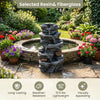 5-tier tabletop water fountain in realistic stone gray finish, made of resin and fiberglass, with LED lights for.