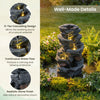 5-tier tabletop outdoor water fountain with LED lights, realistic stone gray finish, and continuous calming water flow.