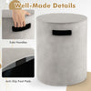 Round outdoor tank hideaway table with side handles, anti-slip foot pads, and weather-resistant surface for propane.