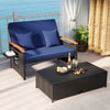 Outdoor Wicker Daybed with Folding Panels and Storage Ottoman-Dark Blue - Gallery View 1 of 12