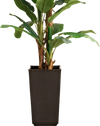 Wicker flower pot with drainage hole, brown PP material, ideal for indoor or outdoor plant arrangements.