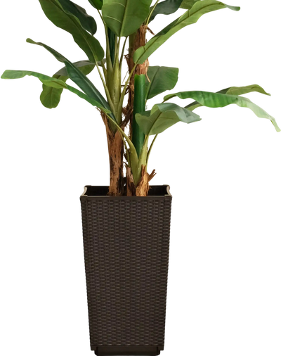 Costway Outdoor Wicker Flower Pot Set of 2 Drainage Hole Brown 36495278 New