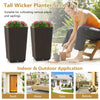 Tall wicker flower pots set of 2 in brown, ideal for indoor and outdoor use, featuring drainage holes for optimal plant.