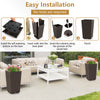 Brown wicker flower pot set of 2 with drainage holes, ideal for outdoor decoration and self-watering irrigation.
