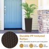 Brown outdoor wicker flower pot set of 2 with drainage holes, made of durable PP material for stylish plant.