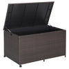 Outdoor wicker storage box with zippered liner, 133-gallon capacity, waterproof, suitable for patio and poolside use.