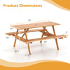 Dimensions of the outdoor wood picnic table set, featuring a 59" x 24" tabletop and ample seating for 6 people.