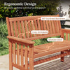 Outdoor wood garden bench with slatted seat, 110° inclined backrest, and cozy armrests for patio relaxation.
