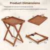 Folding outdoor wood tray table with side handles, 21" x 16" surface, ideal for patio or garden serving.