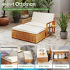 Multifunctional ottoman with storage box and soft cushions, made of acacia wood, ideal for outdoor relaxation.
