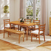 Outdoor wooden dining table crafted from acacia wood, featuring a wide tabletop and built-in umbrella hole for.