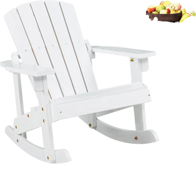 Costway Outdoor Wooden Kid Adirondack Rocking Chair White 48562731 New